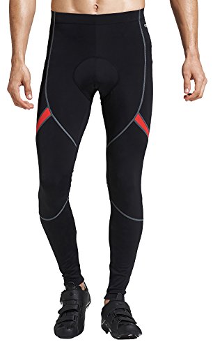 Santic Pantalon Ciclismo Hombre Largo Pantalon Bicicleta Pantalones Ciclista Hombre Largos Pantalon MTB Hombre Negro-Rojo EU M