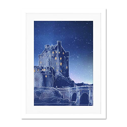 Scotland Eilean Donan Night Large Art Print Poster Wall Decor 18x24 Inch Supplied Ready To Hang with Included Mount Brackets