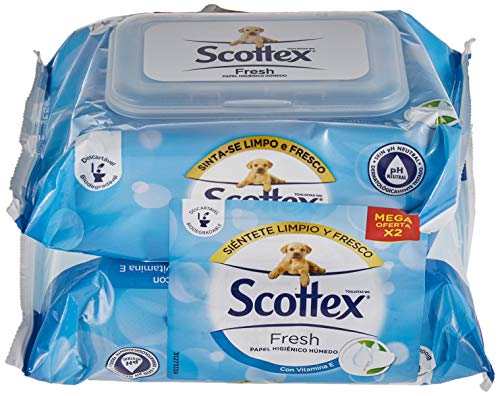 Scottex Fresh Papel Higiénico Húmedo - 2 paquetes de 74 servicios