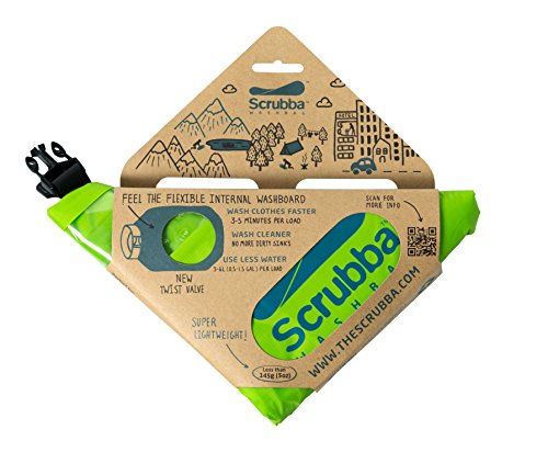 Scrubba Bolsa de Lavado Portátil Kit 2.0 – Sistema de Colada para Hoteles y Viajes – Set de Limpieza de Ropa para Acampada; Pequeño y Ecológico