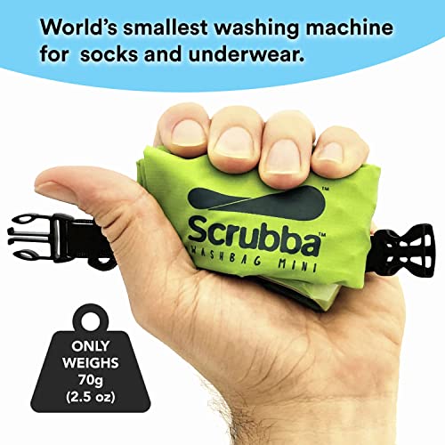 Scrubba Mini Bolsa de Lavado ultracompacta, Ideal para Viajes, Camping y Senderismo, Lavadora portátil y Bolsa Seca, Esencial de Viaje imprescindible Verde pequeño