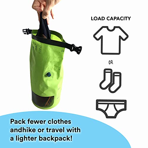 Scrubba Mini Bolsa de Lavado ultracompacta, Ideal para Viajes, Camping y Senderismo, Lavadora portátil y Bolsa Seca, Esencial de Viaje imprescindible Verde pequeño