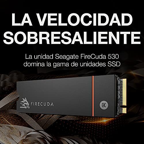 Seagate FireCuda 530, 500 GB, SSD InternO, M.2 PCIe Gen4 ×4 NVMe 1.4, 7000 MB/s, 3D TLC NAND, 2550 TBW, 1,8 M horas MTBF, disipador de calor, para PS5/PC, 3 años de servicios Rescue (ZP500GM3A023)