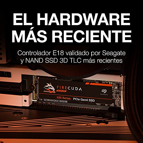 Seagate FireCuda 530 NVMe SSD, 1 TB, SSD interno, M.2 PCIe Gen4 ×4 NVMe 1.4, 7300 MB/s, 3D TLC NAND, 1275 TBW, 1,8 M horas MTBF, para PS5/PC, 3 años de servicios Rescue (ZP1000GM3A013)