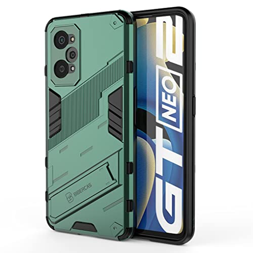 SEAHAI Funda para Realme GT Neo 2 (GT Neo2) Estuche, Carcasa de Antigolpes [Rugged Armour] Soporte Plegable Oculto Silicona TPU Bumper Anti-Caída Case para Realme GT Neo 2 (GT Neo2) - Verde