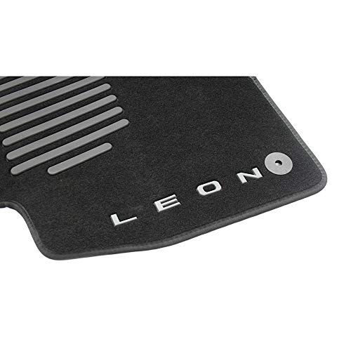 Seat 5F0061675D041 Trail - Juego de 4 Alfombrillas de Tela de Terciopelo Negro con Texto Leon