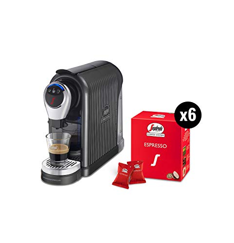 Segafredo Zanetti Coffee System - Máquina para café expreso 1 Plus gris, compacta, intuitiva y elegante con 60 cápsulas expreso originales Segafredo, aroma equilibrado y crema.