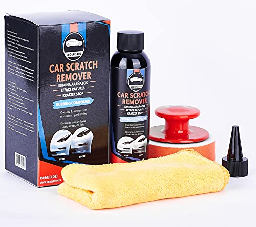 Segurcars - Pack Car Scratch Remover Pule arañazos y rasguños de la pintura de coche. Repara y disimula rascadas, rascones de paragolpes. Pulimento pasta de pulir 2 en 1