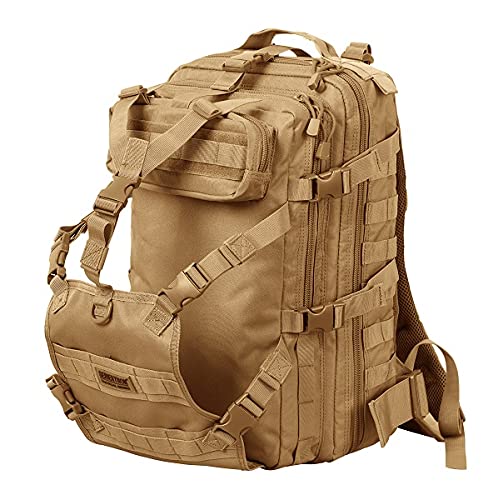 Seibertron Waterproof Large Capacity Molle Motorcycle Helmet Holder/Cycling Helmet Storage/Hiking Helmetcatch Bag/Backpack Also Fit Basketball Football Soccer Backpack Khaki
