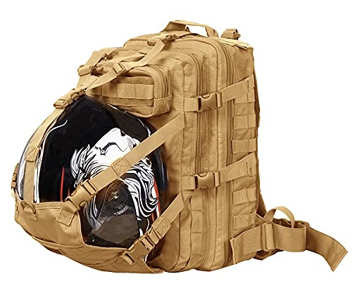 Seibertron Waterproof Large Capacity Molle Motorcycle Helmet Holder/Cycling Helmet Storage/Hiking Helmetcatch Bag/Backpack Also Fit Basketball Football Soccer Backpack Khaki