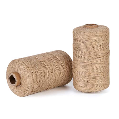 Sekey 200M Cuerda de Yute 2 Rollo Cordel de Yute Manualidades 1mm Hilo de Yute para Decoración Artesanía Bricolaje Jardinería