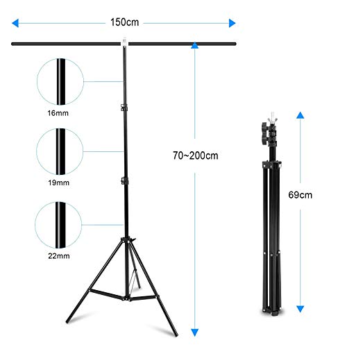 Selens 150x200cm Soporte Support Stand Retráctil con 4X Clips y Bracket para Fondo Background Fotografía