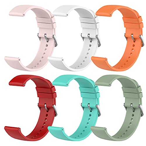 SenMore 6 Correas Compatible con Amazfit GTS 2/GTS 2 Mini/Amazfit GTS Pulsera, Correa de Silicona de Repuesto para Amazfit Bip/Amazfit Bip Lite/Amazfit GTR 42mm Watch Pulseras