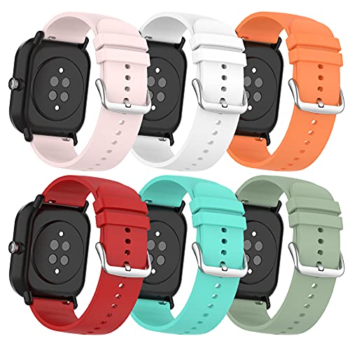 SenMore 6 Correas Compatible con Amazfit GTS 2/GTS 2 Mini/Amazfit GTS Pulsera, Correa de Silicona de Repuesto para Amazfit Bip/Amazfit Bip Lite/Amazfit GTR 42mm Watch Pulseras