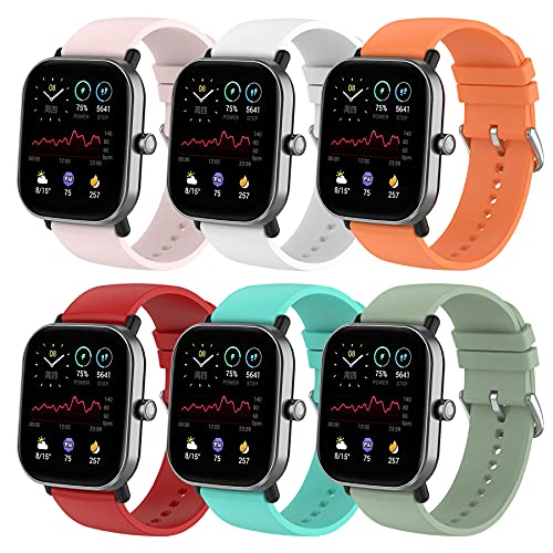 SenMore 6 Correas Compatible con Amazfit GTS 2/GTS 2 Mini/Amazfit GTS Pulsera, Correa de Silicona de Repuesto para Amazfit Bip/Amazfit Bip Lite/Amazfit GTR 42mm Watch Pulseras