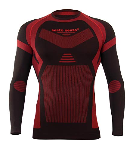 Sesto Senso Hombre Termico Ropa Interior Funcional Camiseta de Manga Larga Capa Base L Rojo