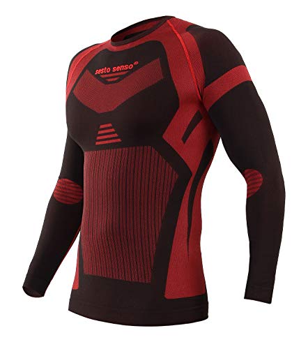 Sesto Senso Hombre Termico Ropa Interior Funcional Camiseta de Manga Larga Capa Base L Rojo