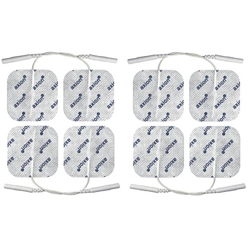 Set 8 electrodos cuadrados axion | Compatible con su electroestimulador TENS y EMS de Cefar Compex | Almohadillas adhesivas con conexión de clavija de 2 mm