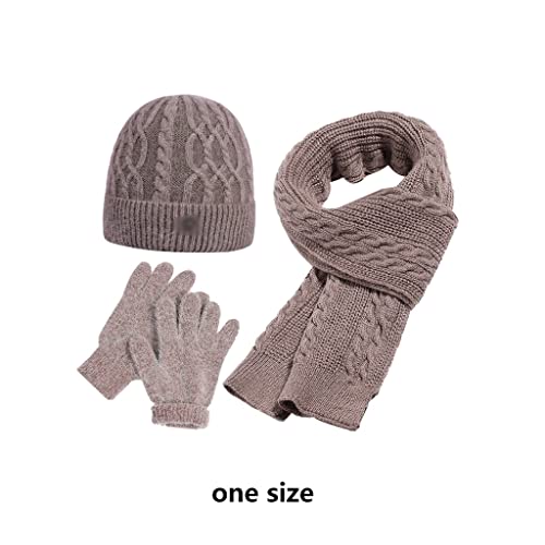 SFF Guantes Moto Guantes De Terciopelo De Invierno Sombrero Sombrero Sistema De La Bufanda Mujeres Warm Knit Hat Adecuado For Madre Y Abuela Guantes Ciclismo (Color : Pink, tamaño : One Size)