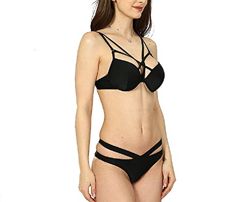 Shangrui Mujer Traje de Baño de la Serie Moda Color Sólido Vendaje Cruzado Push-up del Bikini(FZEH17133)