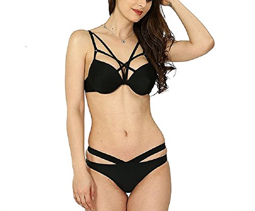 Shangrui Mujer Traje de Baño de la Serie Moda Color Sólido Vendaje Cruzado Push-up del Bikini(FZEH17133)