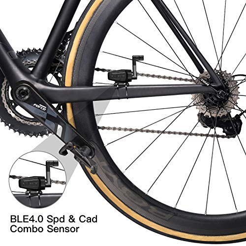 SHANREN Ordenador de bicicleta inalámbrico impermeable, 18 funciones de frecuencia cardíaca y cadencia velocímetro mph con faro integrado de 300 lm Bluetooth para ciclocomputador