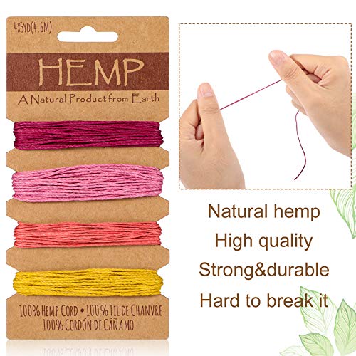 Shappy Cordón de Hilo de 16 Colores Cordón de Lino Multicolor, Cuerda de Hilo Natural para Accesorios de Hacer Llavero Pulsera Manualidades Hecho a Mano, 1 mm, 80 Yardas en Total (Colorido)