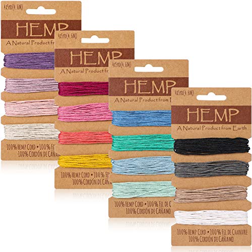 Shappy Cordón de Hilo de 16 Colores Cordón de Lino Multicolor, Cuerda de Hilo Natural para Accesorios de Hacer Llavero Pulsera Manualidades Hecho a Mano, 1 mm, 80 Yardas en Total (Colorido)