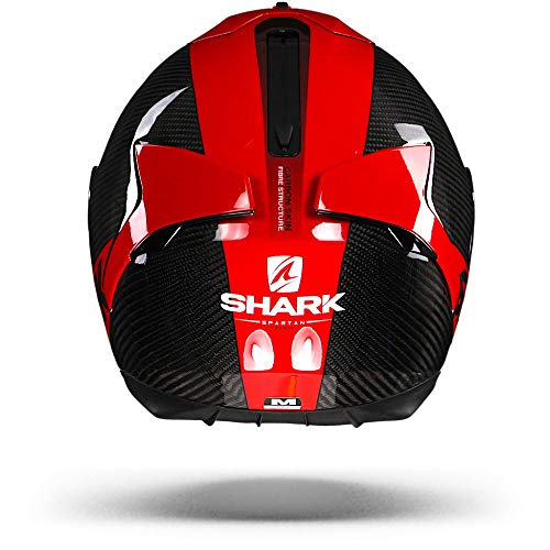 Shark - Casco de moto SPARTAN CARBON SKIN DRR, negro y rojo, talla M.