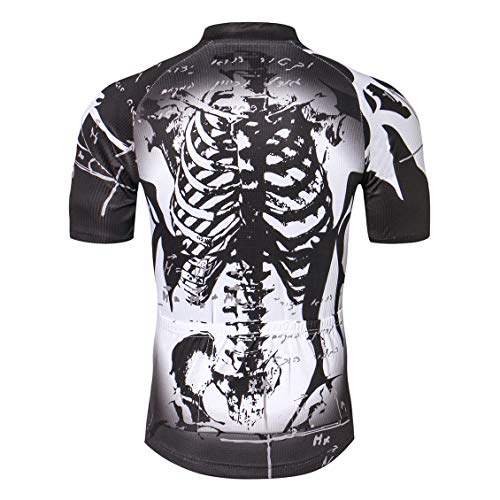 Shenshan Camiseta de ciclismo para hombre, ropa de ciclismo, camiseta transpirable, manga corta, diseño de cráneo, color blanco