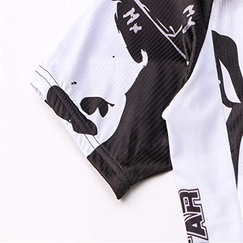 Shenshan Camiseta de ciclismo para hombre, ropa de ciclismo, camiseta transpirable, manga corta, diseño de cráneo, color blanco