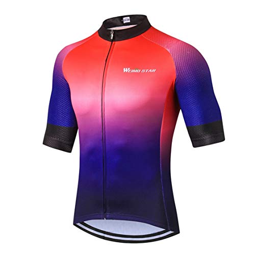 Shenshan - Maillot de ciclismo de manga corta para hombre, con cremallera, transpirable, para verano, talla L