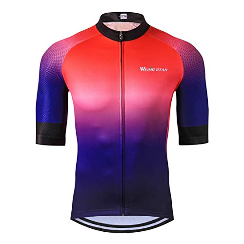 Shenshan - Maillot de ciclismo de manga corta para hombre, con cremallera, transpirable, para verano, talla L