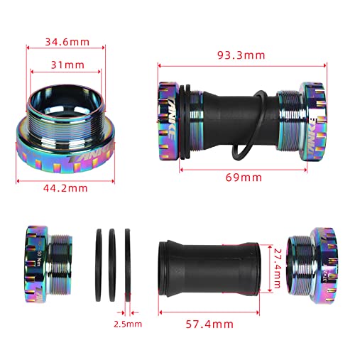 SHHMA Bike BB Screw-In Crankset Axle Bearing Screw-In Bottom Bracket 68-73mm BB92 Chain Wheel Bottom Bracket for BMX Mountain Road Bike,Negro