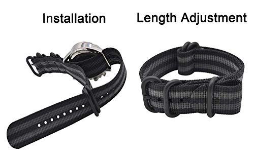 Shieranlee 24mm NATO Strap Repuesto de Correa de Reloj de Nailon para Spartan Sport Wrist HR Baro/Suunto D5/ Suunto 9 Baro/Suunto Traverse and Any Watches with 24mm Lug