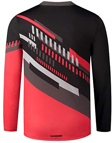 SHIMANO Myoko 2021 - Maillot de manga larga para hombre, color negro y rojo