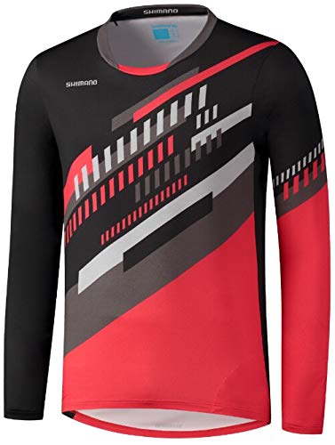 SHIMANO Myoko 2021 - Maillot de manga larga para hombre, color negro y rojo