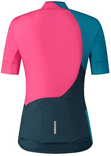 SHIMANO Sumire 2021 - Maillot de ciclismo de manga corta para mujer, color rojo y azul marino