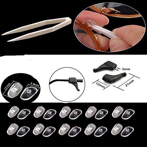 ShipeeKin Kit de Reparación de Gafas, Surtido de tornillos y tuercas (Juego de surtido de tornillos, tuercas y almohadillas nasales de silicona con micro destornillador pinzas)