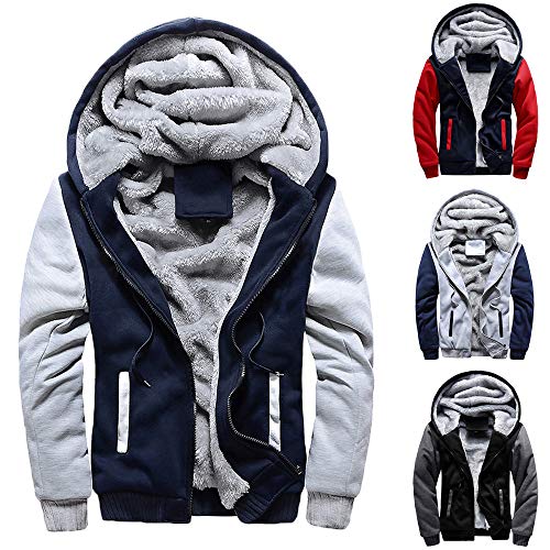 SHOBDW Liquidación Venta Abrigos Hombre Invierno Barato Talla Grande con Capucha Empalme Elástico Caliente y Esponjoso Hoodie Manga Larga Suéter Gruesos Cálido Deportivo Invierno(A,XL)