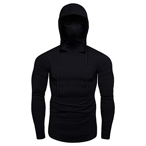 SHOBDW Liquidación Venta Chaqueta con Capucha Talla Grande Invierno Hombre Cara Parabrisas Deportiva Sudadera Pullover Larga Jersey Manga Larga Elástico Gruesos Cálido Estilo Deportivo(Black,XXL)