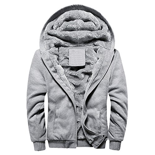 SHOBDW Sudadera con Capucha Hombre Invierno Barato Básico Hoodie Manga Larga Espesar Suéter Cordón con Cremallera Elástico Gruesos Cálido Estilo Deportivo Talla Grande(Gris,XXL)