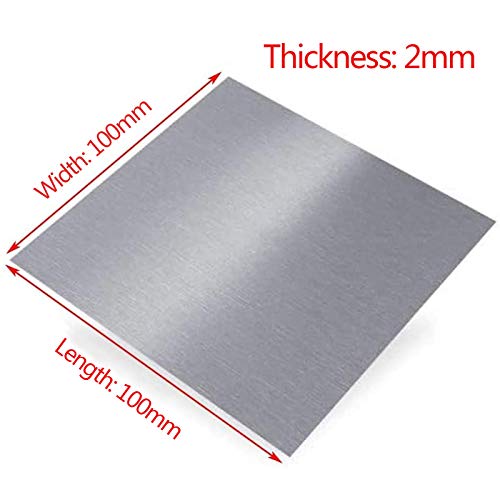 SHOUCAN Espesor De Placa De Aluminio 6061 2-5 mm, 5 Piezas Hoja De Aluminio De 100X100 mm Material Duradero Y Práctico,100×100×2mm