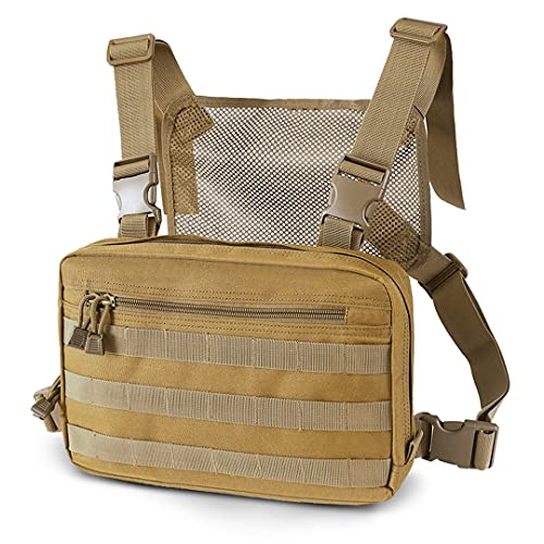 SHOULIEER Bolso táctico del pecho Hip Hop Streetwear Bolsa Front Pack Chaleco Mochila Malla Caza Militar Bolsas Color Amarillo