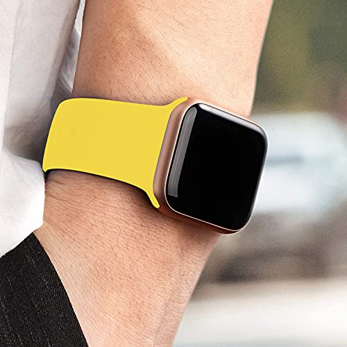 Sichy Correa Compatible con Apple Watch 44 mm 40 mm 38 mm 42 mm, Correas de muñeca de Repuesto de Silicona compatibles con iWatch Series 6/5/4/3/2/1 /SE,40mm/38mm M/L,Amarillo Mango/Verde Pino/Coral