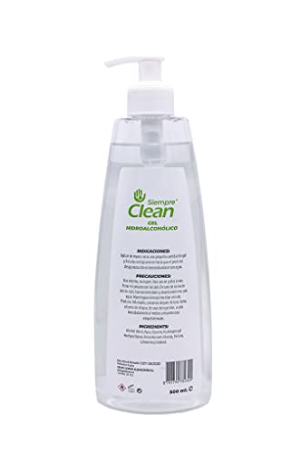 SiempreClean Gel Hidroalcohólico con Dosificador, Gel Higienizante Suave con la Piel, 73% de Alcohol Etílico, Perfume Melón, 500 ml