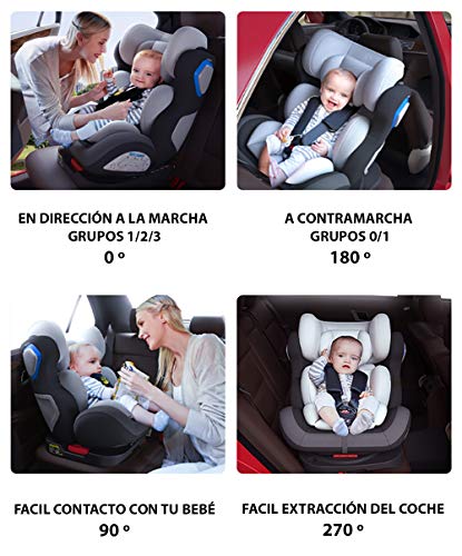 Silla de Coche Grupo 0 1 2 3 Isofix Star Ibaby Travel 2.0 - Rotación 360º - SPS Plus - Máxima Reclinación a Contramarcha - Nuevo modelo