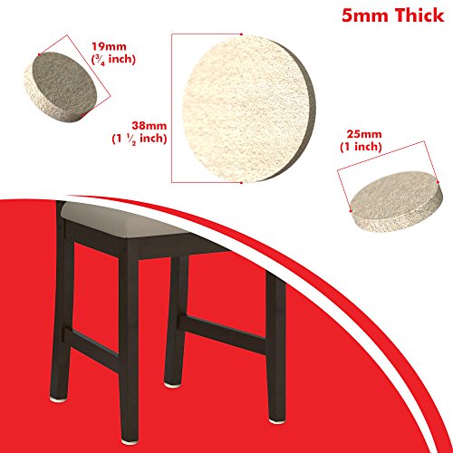SIMALA Protectores para patas de mesa. Fieltros adhesivos y topes de goma adhesiva. Protector adhesivo para patas de sillas, fieltro para sillas de 5mm de grosor y más durabilidad (124)