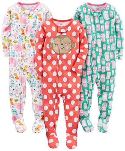 Simple Joys by Carter's Infant-and-Toddler-Sleepers, Owl/Monkey/Animals Green, 4T