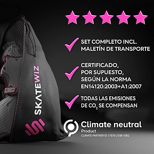 SKATEWIZ Protect-1 - Tamaño M en Rosa - Rodillera para Deportes - Velo niño de 2 años - protección de Rodillos Infantiles - protección Infantil